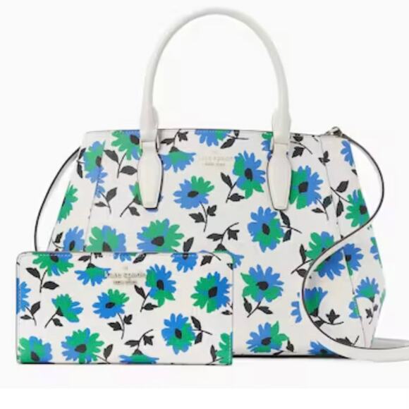 Kate Spade Kristi Park Posies Printed Satchel and Bifold Slim Wallet Bundle NWT - Picture 8 of 15